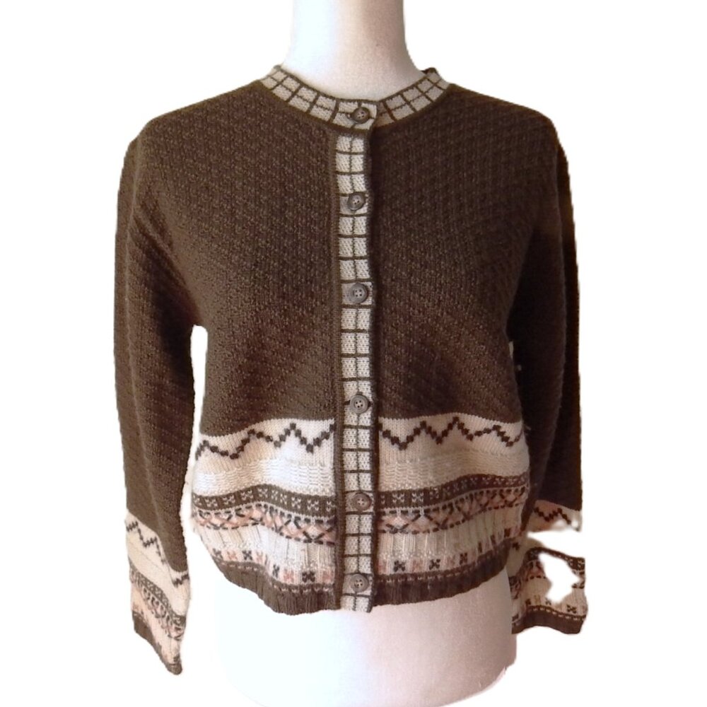 Ann Taylor Scandinavian Ski Sweater/ Wool Cardigan/ Nordic/ Small